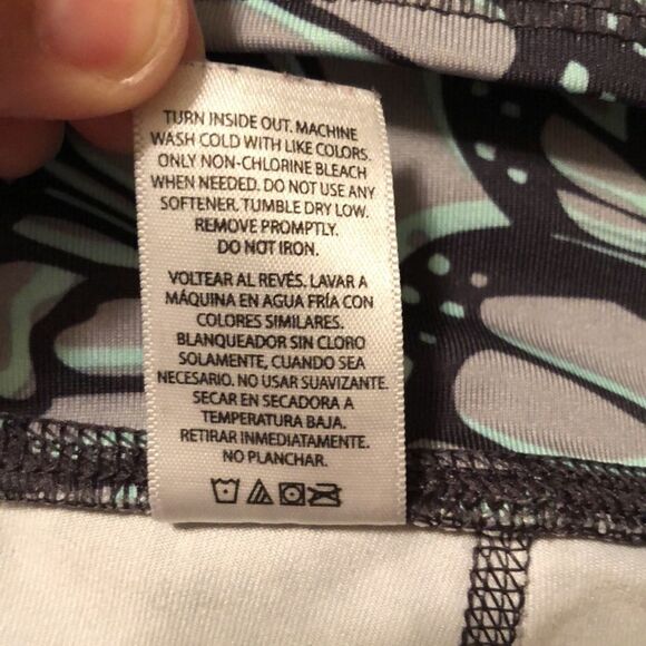 Danskin Now L Dri More Gray Teal Butterfly Athletic Active Leggings - Picture 10 of 14